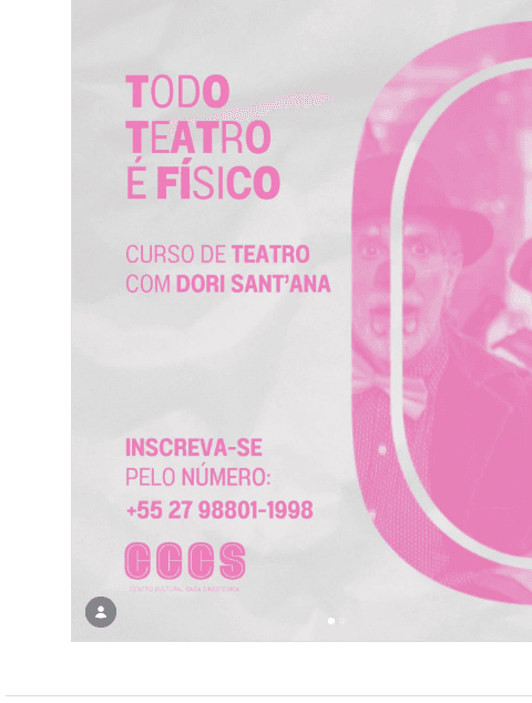 Flyer do curso Todo Teatro é Físico com Dori Sant'Ana — Casa Sinestésica